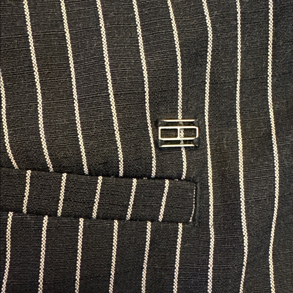TOMMY HILFIGER Navy Pinstripe Tie Front High Rise Slacks Career Size L - Picture 14 of 14